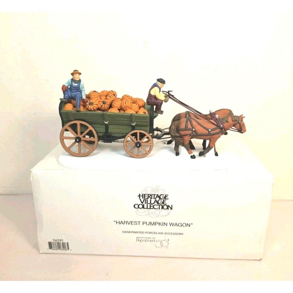 Vtg Dept 56 Heritage Village Collection Harvest Pumpkin Wagon #56591 Retired/NOB